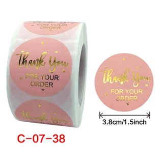 สติ๊กเกอร์ขอบคุณ ตัวใหญ่3.8ซม. 500ดวง สติ๊กเกอร์สำเร็จรูปThankyou Sticker