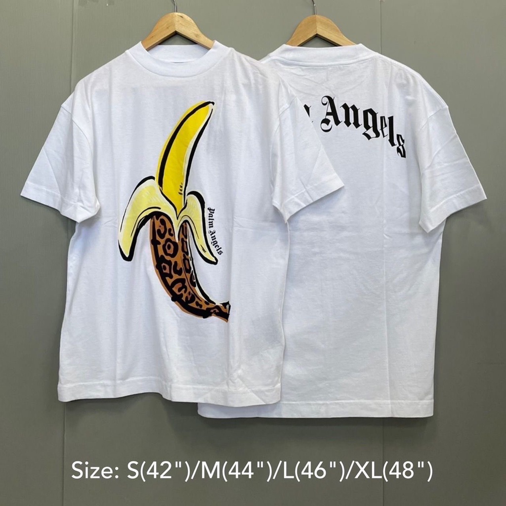 🔆สอบถามStockก่อนกดสั่ง Palm Angels t-shirt สีขาว ลายกล้วย banana เสื้อ tee unisex เสื้อยืด ปาล์ม แองเจิง ของแท้