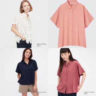 UNIQLO แท้💯 เสื้อเชิ้ต แขนสั้น ผ้าเรยอน