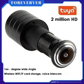 Tuya 1080จุด Wifi กล้อง Ip มินิพอร์ตตาหลุมมุมกว้างเลนส์ Fisheye 1.66มิลลิเมตรตาแมวกล้องวงจรปิดกล้องเครือข่ายเสียงฮอร์น P2p