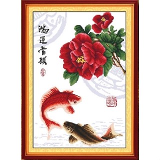 ชุดปักครอสติช ลายปลาคู่โบตั๋น ขนาด 42*58 ซม.