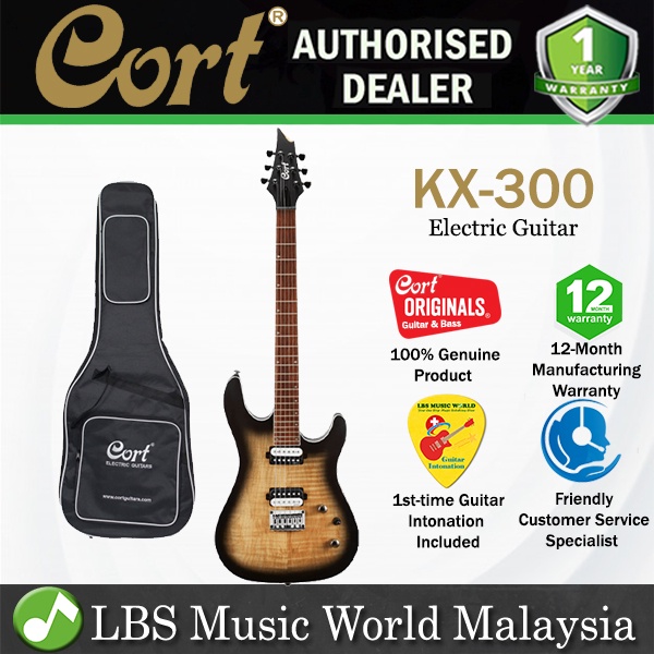 Cort KX300 Double Cutaway Spalted Maple Mahogany HH Pickup Raw Burst กีตาร์ไฟฟ้า (KX 300)