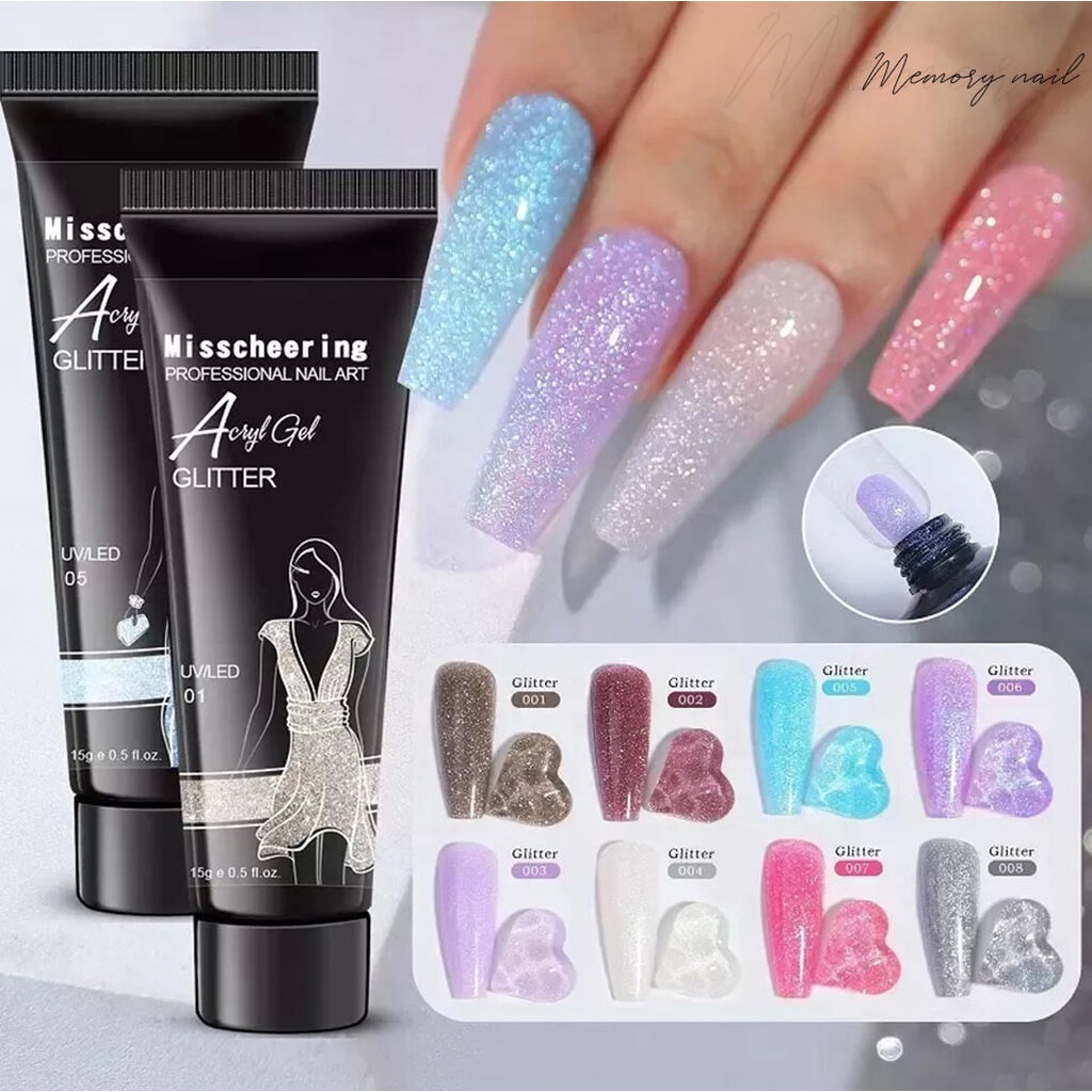 [ Pearl Glitter ] Misscheering ชิมเมอร์ โพลีเจล New Nail Extension Gel 15ml UV Nail Salon Special Gel สีสวยๆ พร้อมส...