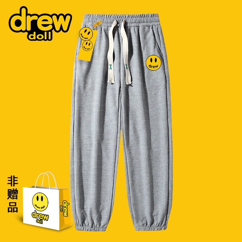 Drew Co-Branded กางเกงวอร์มขายาวลําลอง ทรงหลวม ทรงตรง ลายหน้ายิ้ม แนวสตรีท สําหรับผู้ชาย และผู้หญิง ราคา ถูกที่สุด ดีลบีเคเค แกลเลอรีภาพที่ 5