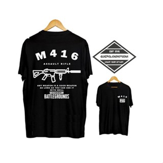 Tee leee  HLHL เสื้อยืด พิมพ์ลาย Pubg Distro M416 เสื้อยืดผ้าฝ้าย