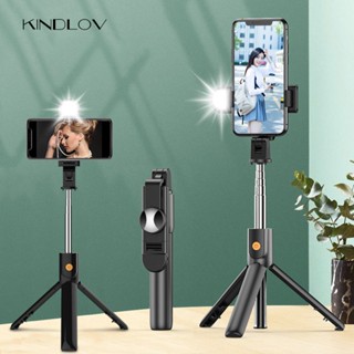 KINDLOV Bluetooth Selfie Stick Foldable Mini Tripod With Fill Light Shutter Bluetooth Remote Control For Smartphone Se00