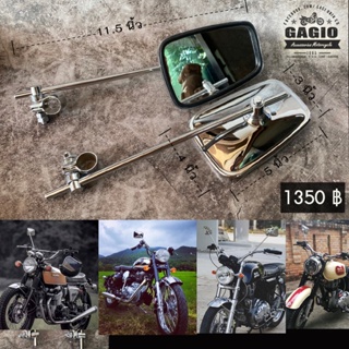 กระจกรัดแฮนทรงสีเหลี่ยมก้านยาว สีเงิน เหมาะสำหรับมอเตอร์ไซค์…