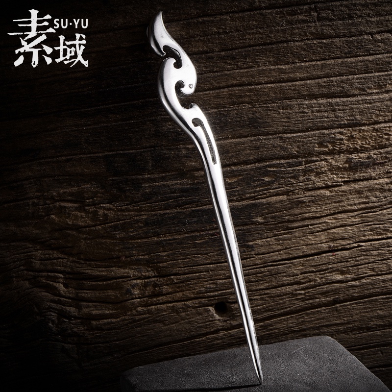 Russo กิ๊บเงินสเตอร์ลิงทําด้วยมือคลาสสิก Hairpin โบราณ Hanfu อุปกรณ์เสริม Hairpin Creative แผ่นอุปกรณ์เสริมผม