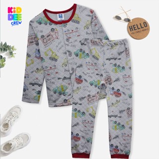 KiddeeCrew ชุดนอนเด็กสีเทาลายรถ baby sleepwear gray car pattern เหมาะสำหรับอายุ 1-14 ปี