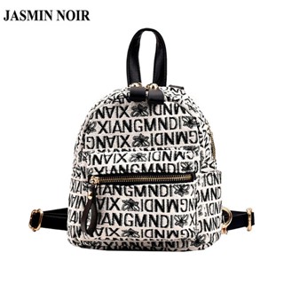 Jasmin NOIR กระเป๋าเป้สะพายหลัง กระเป๋านักเรียน ผ้าแคนวาส พิมพ์ลายตัวอักษร ขนาดเล็ก แฟชั่นฤดูหนาว สําหรับผู้หญิง