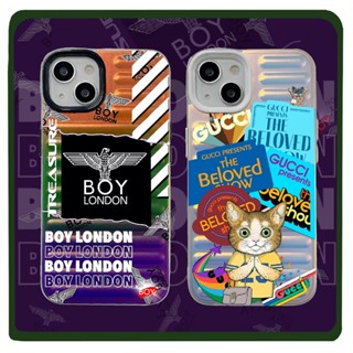 แบรนด์แฟชั่น Boy ลูกแมว เคสไอโฟน 14 Pro Max 13 Pro Max 12 Pro Max 11 Pro Max Xs Max Xr X Case ใหม่ บลูเรย์ กระเป๋าเดินทางลาย ป้องกันการหล่น นุ่ม เคส