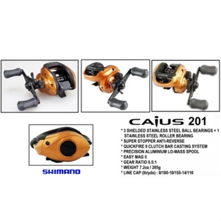 รอกเบทหยดน้ำ Shimano Caius 201 หมุนซ้าย พร้อมมีบริการอะไหล่หลังการขายครบทุกชิ้นส่วน