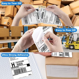 (ส่งด่วน2ชม) VOZY A6 สติกเกอร์ฉลากความร้อนม้วน350ชิ้นสติกเกอร์ฉลากความร้อน100*150ฉลากการจัดส่งความร้อน