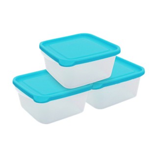 Therichbuyer กล่องอาหารทรงเหลี่ยม Chef Box MICRON WARE รุ่น JCP-6052 ความจุ 850 มล. (แพ็ค 3 ใบ) สีฟ้า