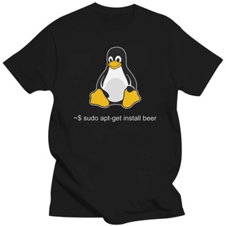 เสื้อคนอ้วน เสื้อแฟชั่นผญ เสื้อยืดแขนสั้น พิมพ์ลาย Linux Sudo Get Me A Beer สําหรับผู้ชาย Tee