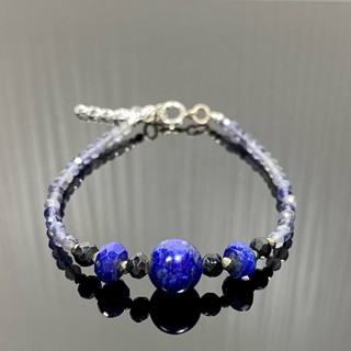 สร้อยข้อมือหินเจียรไนแท้ทั้งเส้น (Iolite and mixed stone Bracelet)  #11