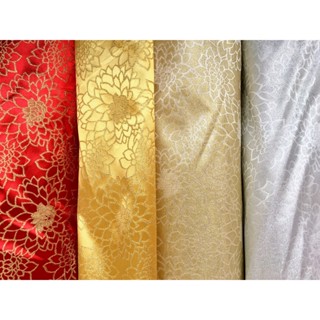 ผ้าทอไหมทอง ผ้าปักดอก ผ้าโบรเคด ทอเส้นไหมทอง/เงิน เงางามหรูหรา ✨ Brocade Fabric Gold/Silver