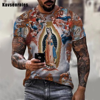 เสื้อยืด พิมพ์ลาย Guadalupe Virgin Mary Catholic 3 มิติ โอเวอร์ไซซ์ แฟชั่นฤดูร้อน สไตล์สตรีท สําหรับผู้ชาย และผู้หญิง 2022