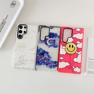 CASETIFY เคสโทรศัพท์มือถือแบบนิ่ม TPU ใส กันกระแทก ลายก้อนเมฆ หน้ายิ้ม ท้องฟ้ากลางคืน สร้างสรรค์ สําหรับ Samsung Galaxy S23 Ultra Plus S22 Ultra S20 S21 Ultra Plus S20+