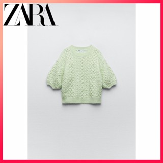 Zara เสื้อกันหนาว ผ้าถัก ประดับมุกเทียม แฟชั่นฤดูใบไม้ร่วง และฤดูหนาว สําหรับผู้หญิง