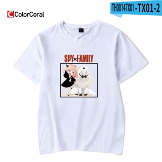 ❧❈❀Colorcoral เสื้อยืดแขนสั้นลําลอง พิมพ์ลายอนิเมะ Spy X Family Anya ทรงหลวม สไตล์โกธิค ฮาราจูกุ สําหรับผู้ชาย และผู้หญิ