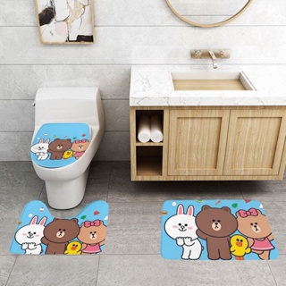 Line Friends 3in1 พรมปูพื้นเมมโมรี่โฟม แบบนิ่ม กันลื่น สําหรับห้องน้ํา