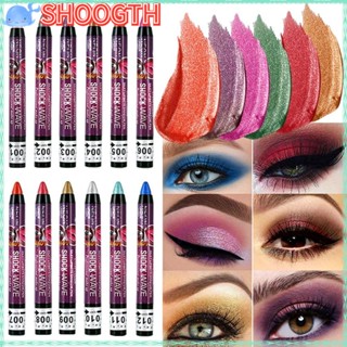 SHOOGTH 2 In 1 Eyeshadow Stick Pencil &amp; Lip Pen Waterproof Long-lasting Colored Gradient Shimmer Highlighter Makeup Tool