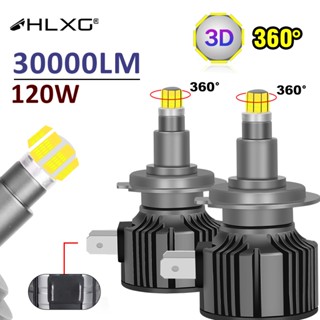 Hlxg หลอดไฟหน้ารถยนต์ Led HLXG mini 360 Turbo H7 canbus 30000LM 120W 9012 H8 h11 Led 9005 9006 HB3 HB4 12V 48 CSP 8 ด้าน CSP 6000K 360 องศา