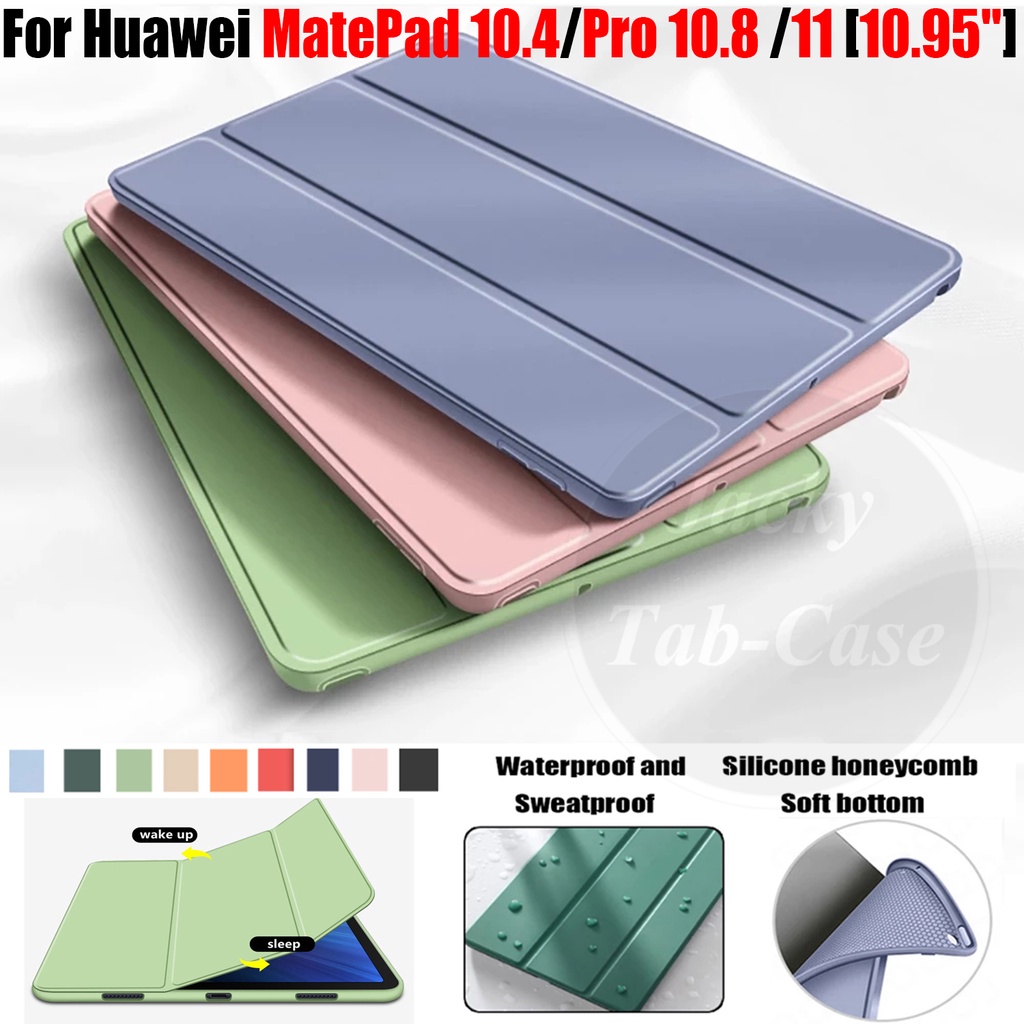 สําหรับ Huawei MatePad SE 11 MatePad11 11 " 10.4 กรณีผิว PU หนังพับซิลิโคนฝาครอบแท็บเล็ต MediaPad M6 10.8 DBR-W09 DBY-L09 MRX-W19 BAH4-W29 BAH3-W