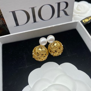 ต่างหูมุกกลวง รูปตัวอักษร Dior แฟชั่นหรูหรา