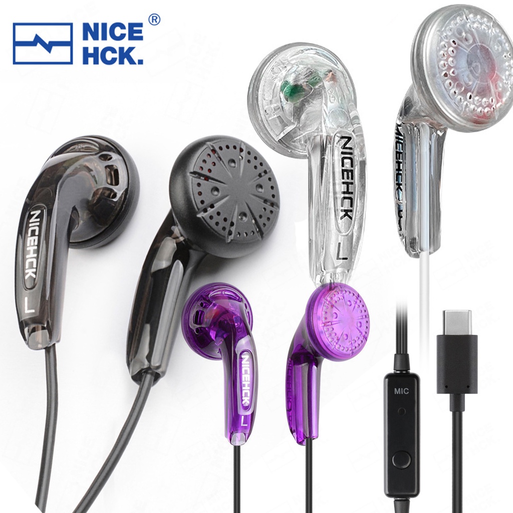 NiceHCK Traceless ชุดหูฟังไมโครโฟนไดนามิก HIFI 15.4 มม. ต่อแบบ TYPE C มีไมค์