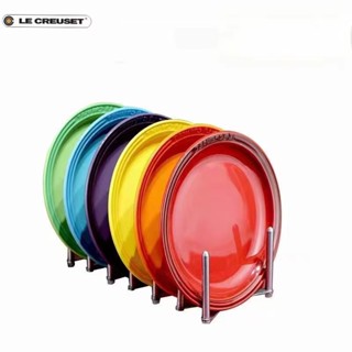 จานสีเย็น le creuset จานสีรุ้ง จานพอร์ซเลน 6 ชิ้นรวมกันในครัวเรือนจานผักจานแบน 18cm