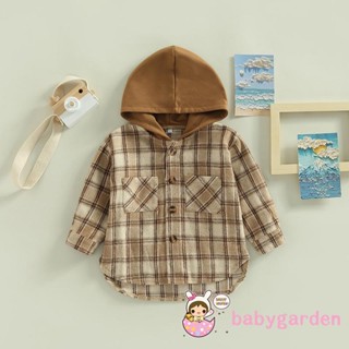 Babygarden- เสื้อแขนยาว มีฮู้ด พิมพ์ลายสก๊อต แต่งกระดุม และกระเป๋า สําหรับเด็กทารกผู้ชาย อายุ 1-6 ปี