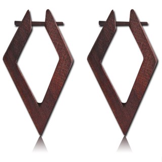 ต่างหูไม้แท้ ทรงสาม 3 เหลี่ยม ll ไม้ออร์แกนิค ll จำนวน 1 คู่ ll ORGANIC WOODEN STICK EARRING PAIR