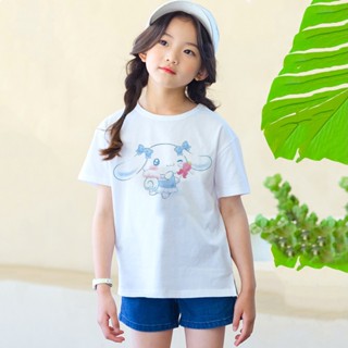 เสื้อยืดแขนสั้น พิมพ์ลาย Cinnamoroll Kuromi My Melody สําหรับเด็กผู้หญิง