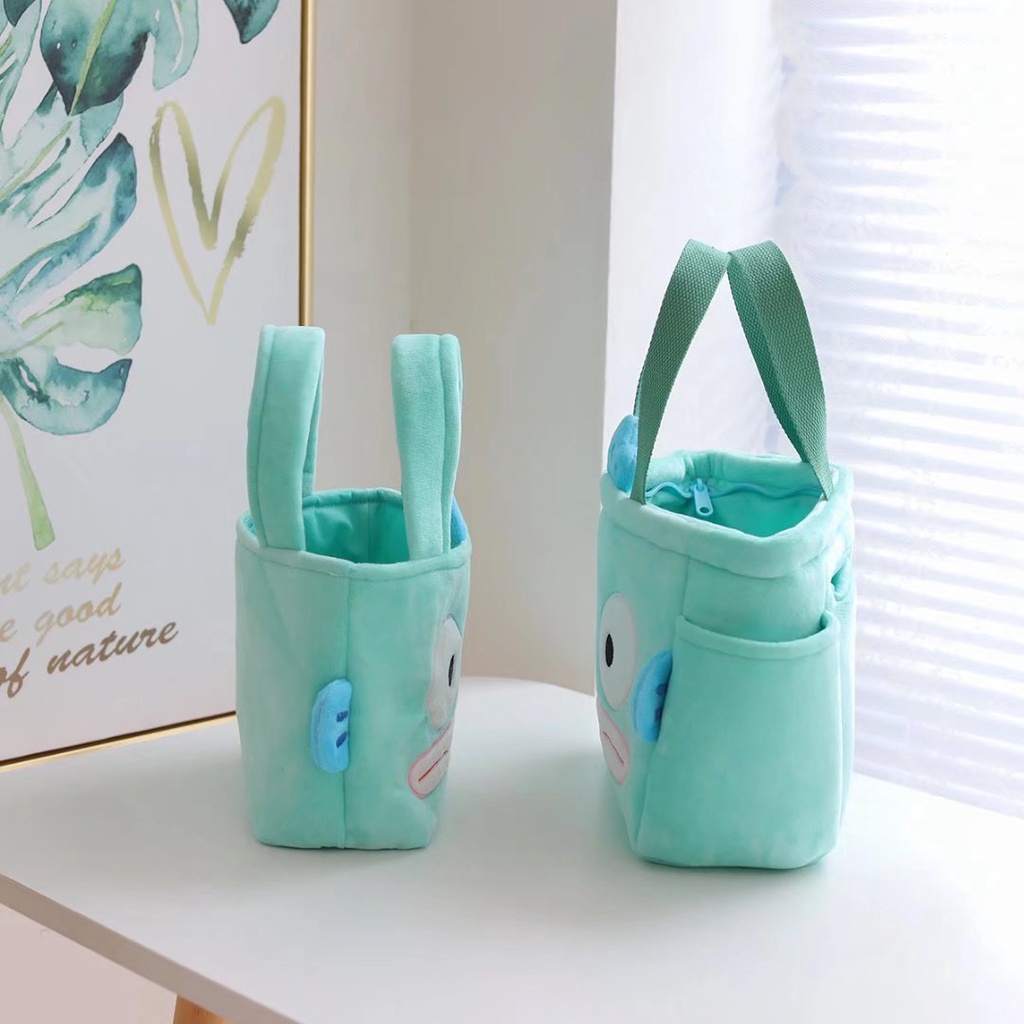 กระเป๋าสะพายไหล่ ทรงคลัทช์ ลายการ์ตูนมอนสเตอร์ปลาน่ารัก แบบพกพา สําหรับใส่กล่องอาหารกลางวัน ใส่บัตร กุญแจ - รูปที่ 6