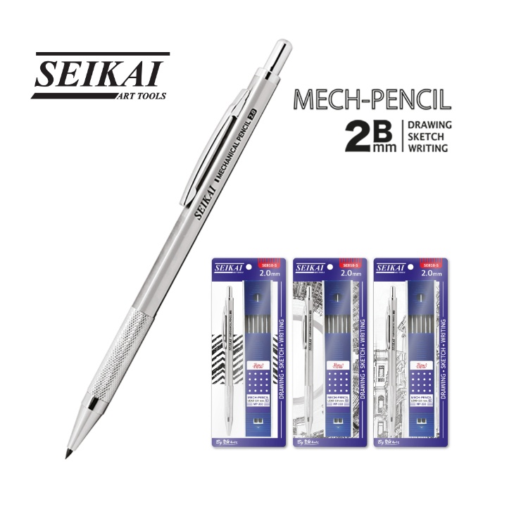 ดินสอกด แถม ไส้ 2 มม. 1 กล่อง  ชุดดินสอกด COMPASS 2.0 mm. และมีไส้ขายแยก SEIKAI มีให้เลือก หลายสี ยี่ห้อ Seikai
