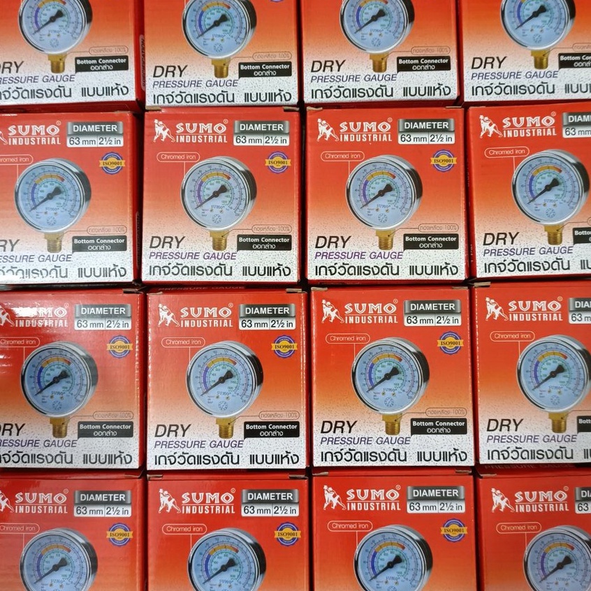 IM-TECH , SUMO 63mm. เกจ์วัดแรงดันแบบแห้ง ของแท้ เกลียวล่าง 1/4" 1-250 บาร์