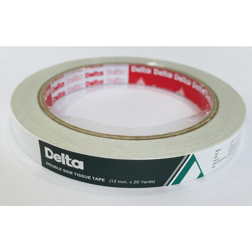 Delta เทปกาว/เทปเยื่อ 2 หน้า ขนาด 12 มม. ยาว 20 หลา | Delta Double Side Tissue Tape size 12mm x 20y