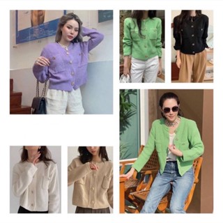 เสื้อคลุมแขนยาวไหมพรมผ้าทอลายมีมิติในตัว งานสไตล์ชาแนล ดูลุคคุณหนู ใส่แล้วดูแพ๊งแพงหลวมๆใส่สบายตัวมีกระเป๋า2ข้างด้วยน้า