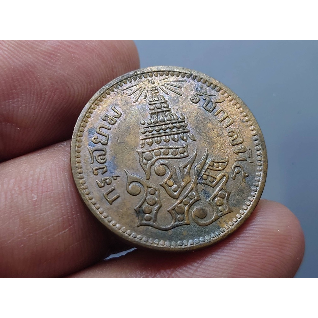 เหรียญอัฐ ทองแดง หนึ่งอัฐ เงินโบราณสมัย ร5 ตรา จ.ป.ร.-ช่อชัยพฤกษ์ จ.ศ.1244#เหรียญสะสม#ของที่ระลึก#เหรียญโบราณ