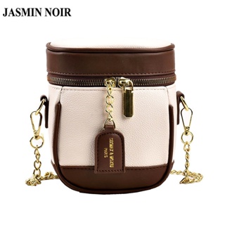 Jasmin NOIR กระเป๋าสะพายไหล่ สะพายข้าง หนัง PU ทรงกระบอก สายโซ่ สําหรับผู้หญิง