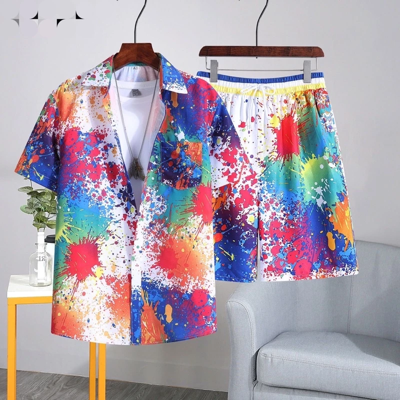 เสื้อสงกรานต์ ชุดแฟชั่น เสื้อ+กางเกงขาสั้น ใหม่ล่าสุด เนื้อผ้าแห้งไว ทรงหลวม ราคาถูก206#