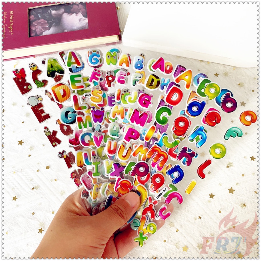▶ 5Sheets English Letters Q-1 DIY Rewards Sticker ◀ 3D Puffy Bubble Stickers Waterpoof Toys PVC Stic