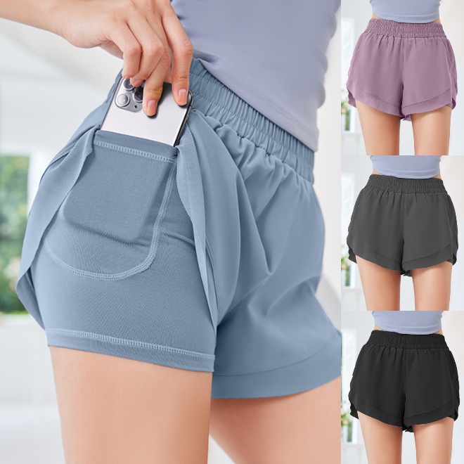 (YOGA-038) กางเกงออกกำลังกายผู้หญิงขาสั้น ใส่วิ่ง โยคะ มีซับในใส่สบาย (รบกวนดูวิดีโอสินค้างานจริงก่อนกดสั่งซื้อ)