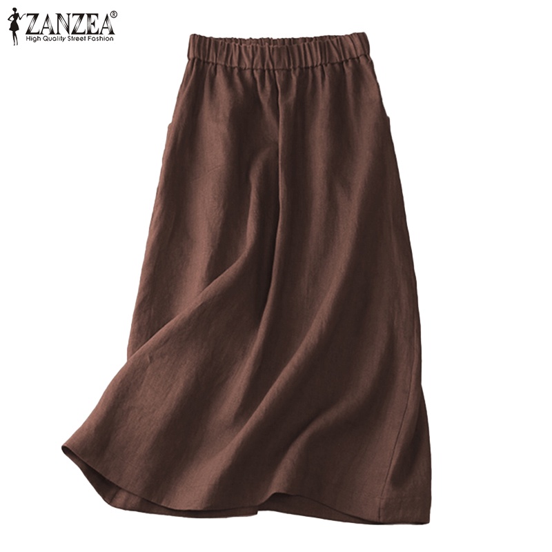 Zanzea กระโปรงยาว ผ้าฝ้าย แฟชั่นสไตล์เกาหลี สําหรับผู้หญิง