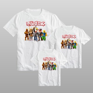 Tee เสื้อยืดสีพื้น เสื้อครอบครัวชุดคริสต์มาส Roblox ออกแบบสีขาวเท่านั้นโดย AnyPrint ขายต่อชิ้น Tr/