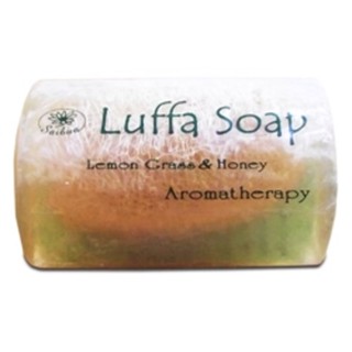 สบู่ใยบวบผสมตะไคร้หอมและน้ำผึ้ง Luffa Soap Lemon Grass &amp; Honey Aromatherapy 100 กรัม สายบัว