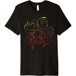 เสื้อสีขาว เสื้อยืดลำลองนารูโตะ Naruto Shippuden Nine Tails Gradient Outline Premium T-Shirt  Naruto