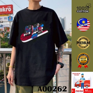 ✎△STOK SEDIA A00262 NIKEE เสื้อยืดเสื้อยืดผ้าฝ้ายขนาดใหญ่สไตล์ญี่ปุ่นเสนอ BAJU LAWA BESAR MERAH RZq